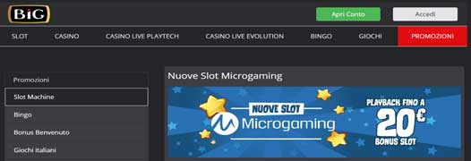 BIG casinò bonus