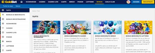 Goldbet casinò bonus
