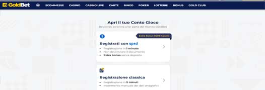 Goldbet iscrizione