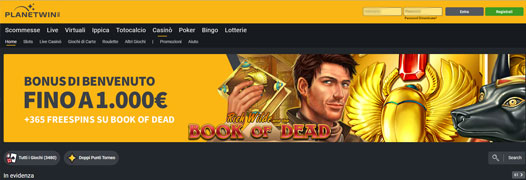Bonus benvenuto slot planetwin365