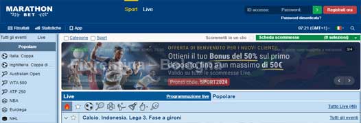 Codice Bonus Marathonbet